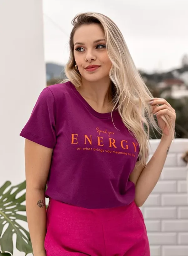 Camiseta Feminina Energy Roxa Algodão